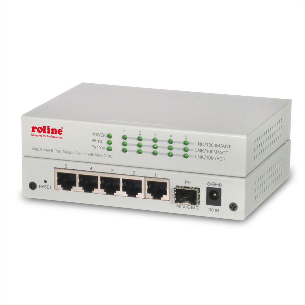 ROLINE 21.14.3523 Managed Netzwerk-Switch 6 Ports Gigabit Ethernet Grau