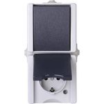 Kombination senkrecht Schalter/Schutzkontaktsteckdose AP-Feuchtraum proAQA grau (139356003)