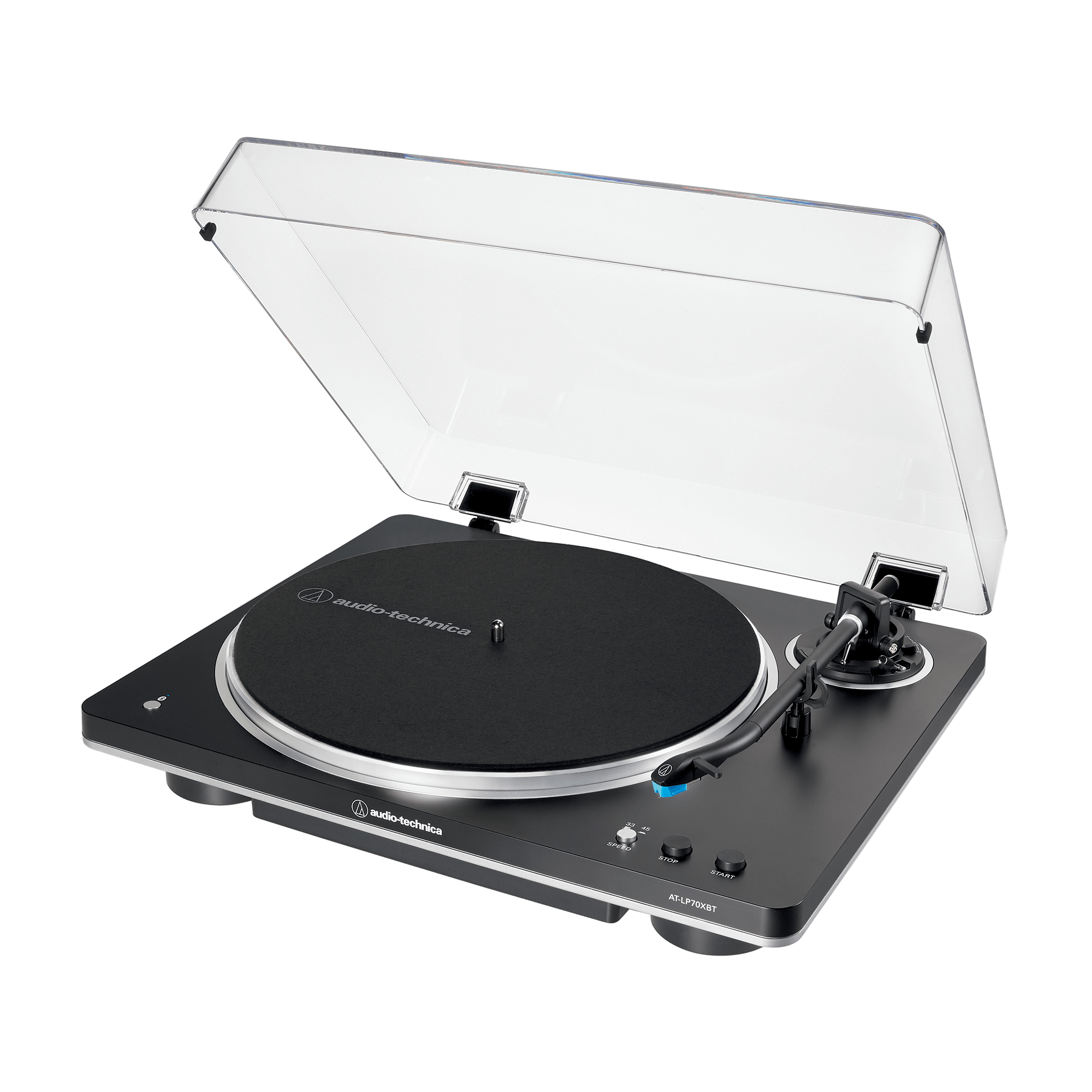 Audio-Technica AT-LP70XBT Plattenspieler Vollautomat Bluetooth Riemenantrieb Integrierter Phono-Vorverstärker Schwarz, Silber