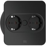 Bachmann TWIST 2 Metallische Abdeckscheibe eckig, schwarz matt, 2xSchutzkontaktsteckdosen mit erhöhtem Berührungsschutz, Zuleitung 2,0m H05VV-F3G 1,5mm² schwarz mit Aderendhülsen und beigelegtem Schutzkontakt-Montagestecker (946.201)