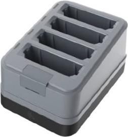 ZEBRA Four-slot spare battery charger for TC501, TC701 spare batteries. Sold Separately: USB-C Cable (CBL-EC5X-USBC3A-01), Country-specific 45W Power Supply adapter. (CRDCUP-TC5A7A-4B)