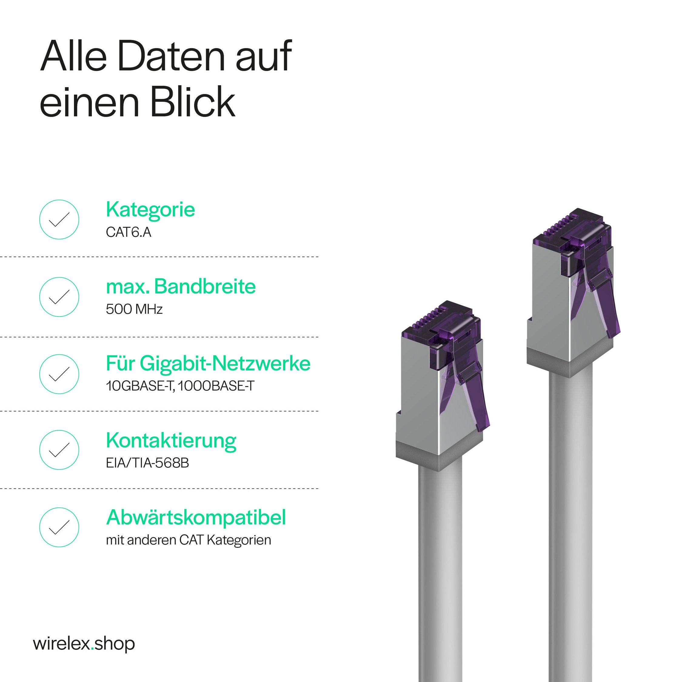 Flexline FL31-28090 Netzwerkkabel 20 m Cat6a S/FTP (S-STP) Grau, Violett