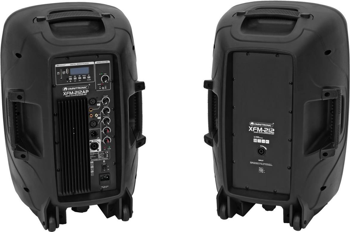 OMNITRONIC XFM-212AP Aktives PA-Lautsprecher-Set Bluetooth, inkl. Mikrofon, Trolley-Funktion