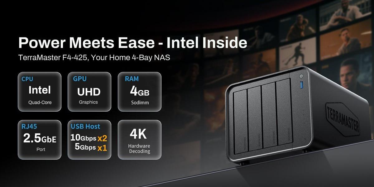 TerraMaster F4-425 IntelCeleron N5095 QuadCore 2GHz DDR4 (F4-425)