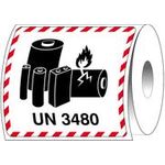 Brady , ADR-LBM-UN3480, B-7610, Verpackungsetiketten - Lithiumbatterie-Markierung, Papier, matt, Schwarz & Rot auf Weiß, 120 x 110 mm, rechteckig, permanent, Beschriftung: UN3480 (1000 Etiketten/Rolle) (237811)