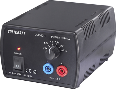 VOLTCRAFT CSP-120 Labornetzgerät, einstellbar Gleichspannung 3 V, 4.5 V, 6 V, 7.5 V, 9 V, 12 V 1.5 A (max.) 18 W Anzahl Ausgänge 1 x (VC-17193960)