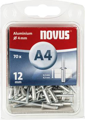 Novus 053645 Blindniete (Ø x L) 4 mm x 12 mm Aluminium Aluminium 70 St. (053645)
