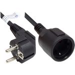 Verlängerung Schutzkontakt-Stecker Typ E+F (CEE 7/7, gewinkelt) an Buchse Typ F (CEE 7/3, gerade), schwarz, 1,50 mm², 3 m, Good Connections® (P0102-S030)
