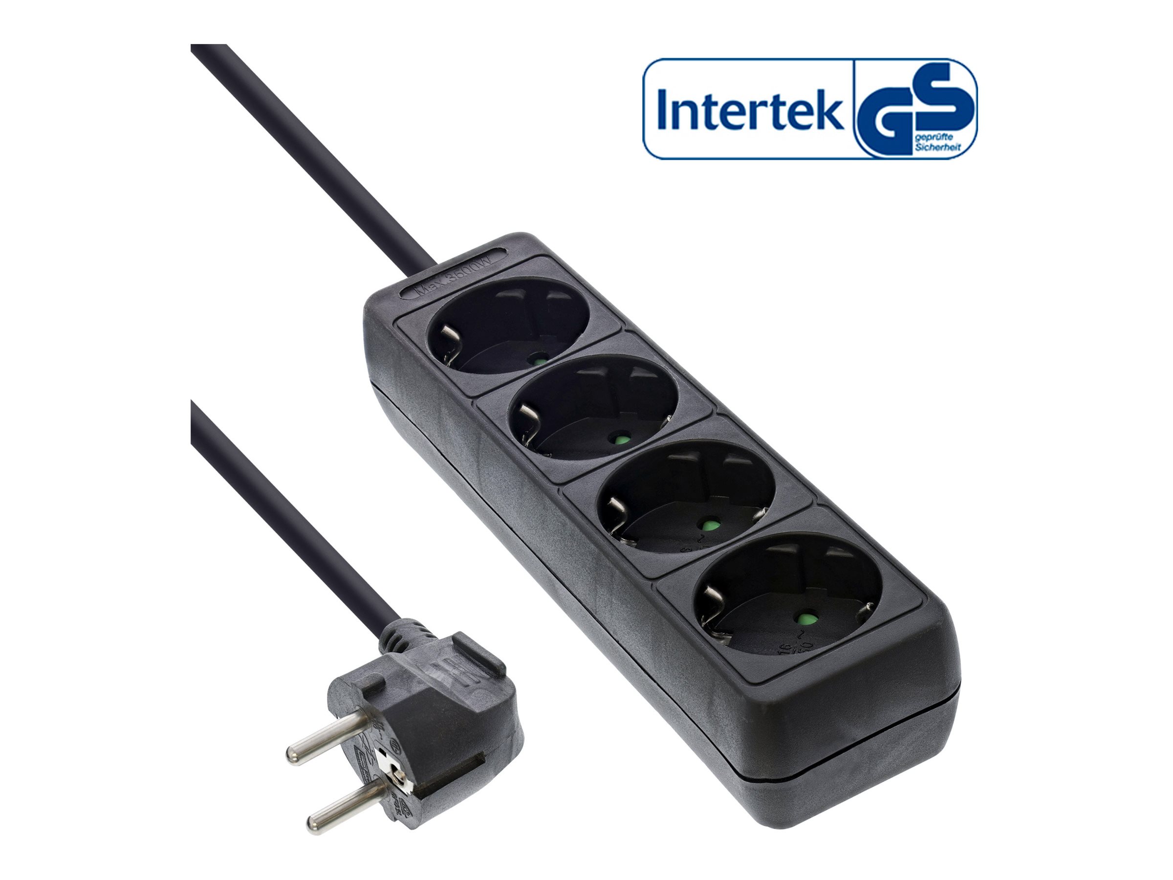 InLine Steckdosenleiste 4-fach Schutzkontakt 3m Schwarz