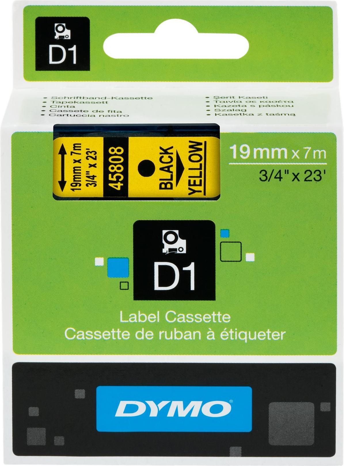 Dymo D1 Etikettenband 19 mm x 7 m Schwarz auf Gelb