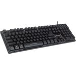 Manhattan Gaming USB Keyboard, Metal Base Edition, 12 Function Keys, Rainbow-LED Backlighting, 19 Anti-Ghost Key Caps, IPX4 (Splashproof) Rating, USB-A, Black, Retail Box (German layout) (178457)