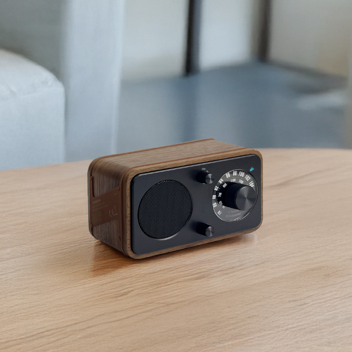 Sangean WR-9 Tragbares FM-Radio Echtholz-Gehäuse AM/FM Bluetooth 8W Vintage Walnut