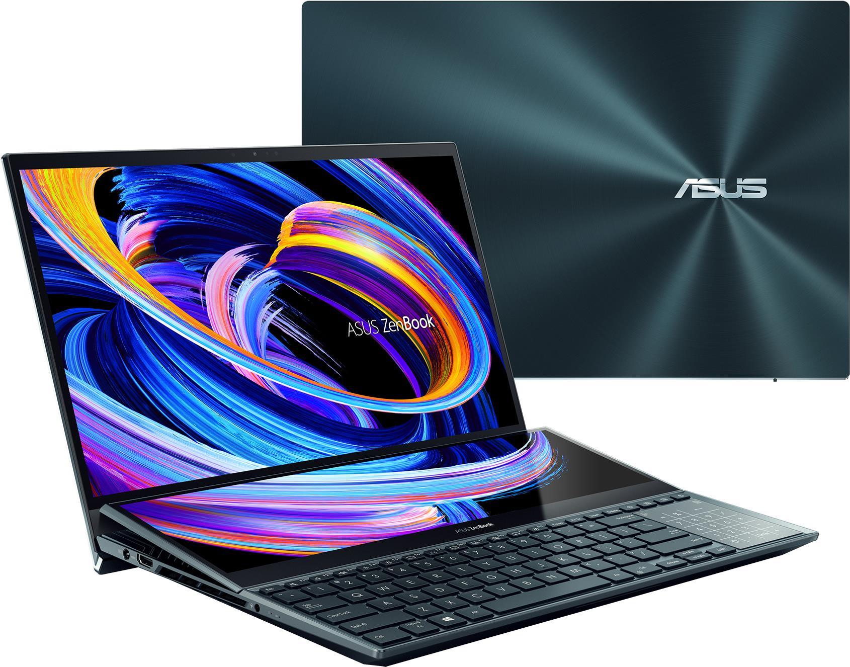 ASUS ZenBook Pro Duo 15 OLED UX582ZM-H2030X i7-12700H Notebook 39,6 cm (15.6" ) Touchscreen 4K Ultra HD Intel® Core™ i7 32 GB LPDDR5-SDRAM 1000 GB SSD NVIDIA GeForce RTX 3060 Wi-Fi 6E (802.11ax) Windows 11 Pro Blau (90NB0VR1-M00660)