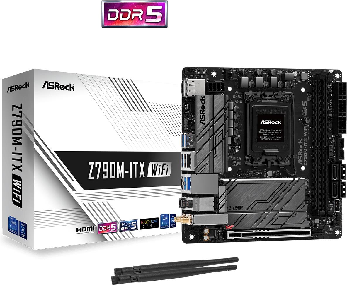 ASRock Z790M-ITX WiFi Mainboard Mini-ITX LGA1700 Intel Z790 DDR4 Wi-Fi 6E Schwarz/Grau