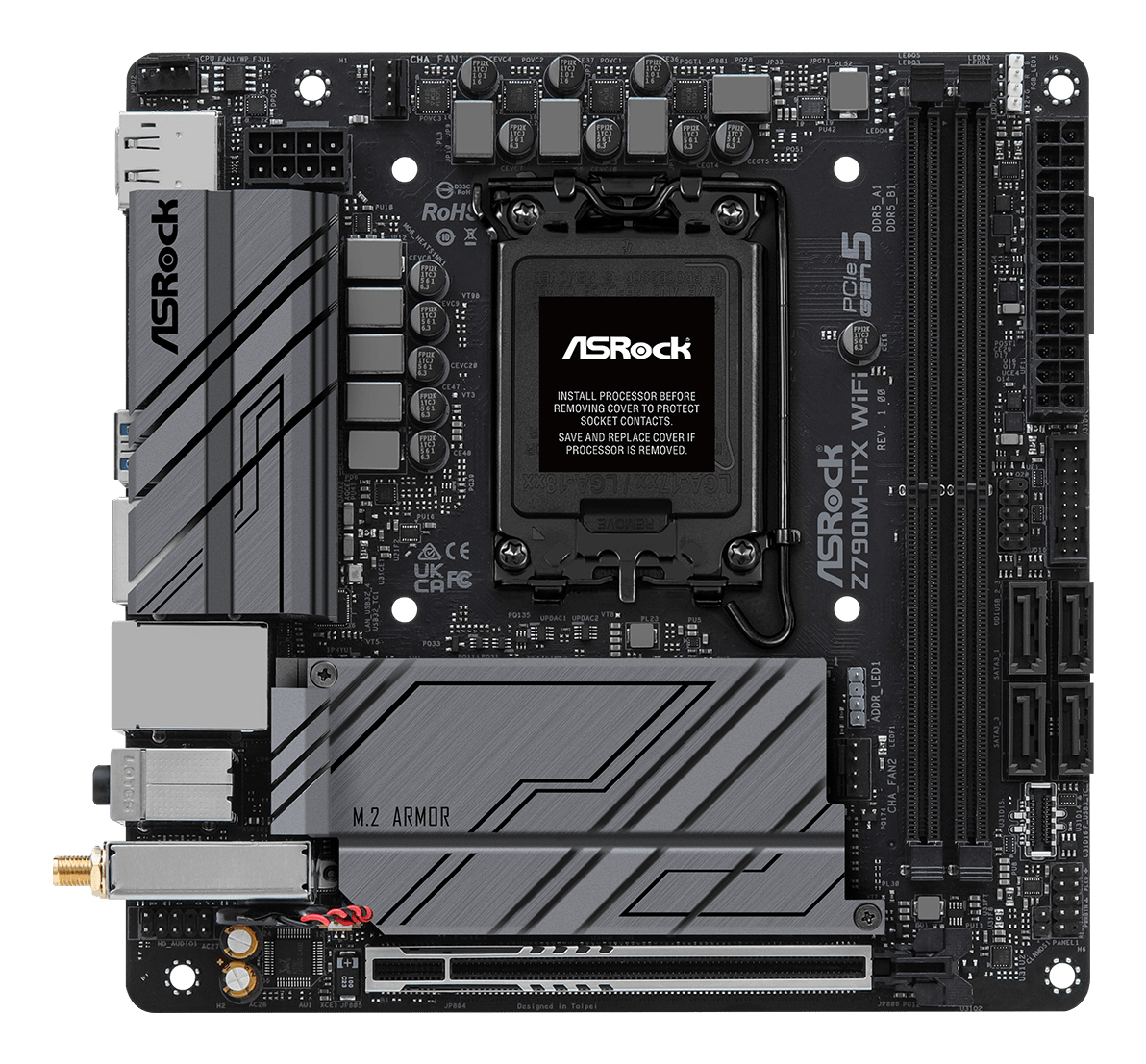 ASRock Z790M-ITX WiFi Mainboard Mini-ITX LGA1700 Intel Z790 DDR4 Wi-Fi 6E Schwarz/Grau