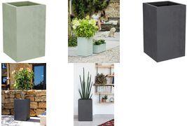 poétic Pflanzsäule BASALT UP, Höhe: 495 mm, anthrazit Pflanzgefäß aus Kunststoff, in Beton-Optik, für Innen-/ - 1 Stück (013718 G.ANT SX)