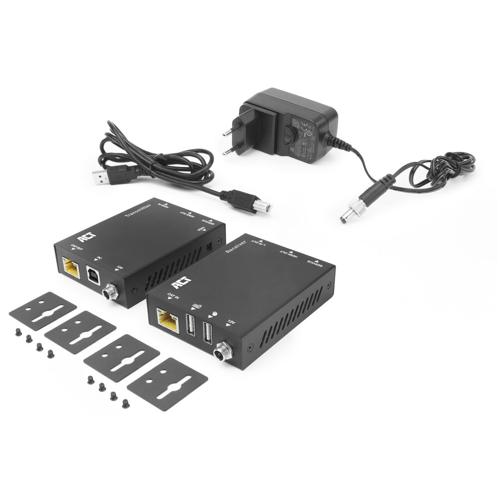ACT AC7815 4K HDMI 2.0 KVM-Extender-Set CAT6A 70 m Schwarz