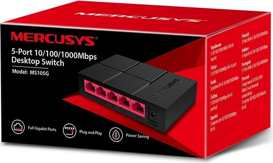 Mercusys MS105G 5-Port Gigabit Ethernet Netzwerk-Switch Schwarz