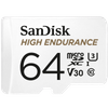SanDisk High Endurance - Flash-Speicherkarte (microSDXC-an-SD-Adapter inbegriffen) - 64GB - Video Class V30 / UHS-I U3 / Class10 - microSDXC UHS-I (SDSQQNR-064G-GN6IA)