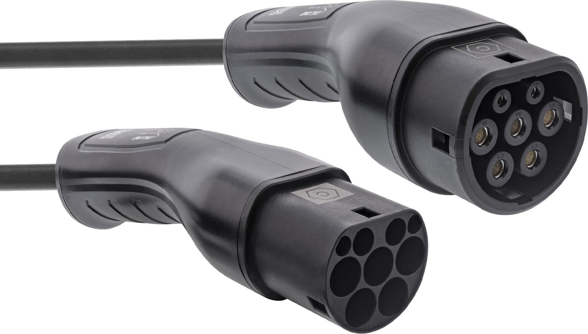 InLine EV Autoladekabel 11 kW Typ 2 3-phasig 10 m für Elektrofahrzeuge (geöffnet)