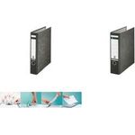 LEITZ Wolkenmarmor-Ordner, 180 Grad, DIN A4, 80 mm, schwarz Einband aus Pappe, außen mit Wolkenmarmorpapier kaschiert (1070-00-00)