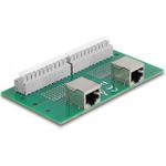 Delock RJ50 2 x Buchse zu 2 x Terminalblock mit Drucktaster für Hutschiene (67014)