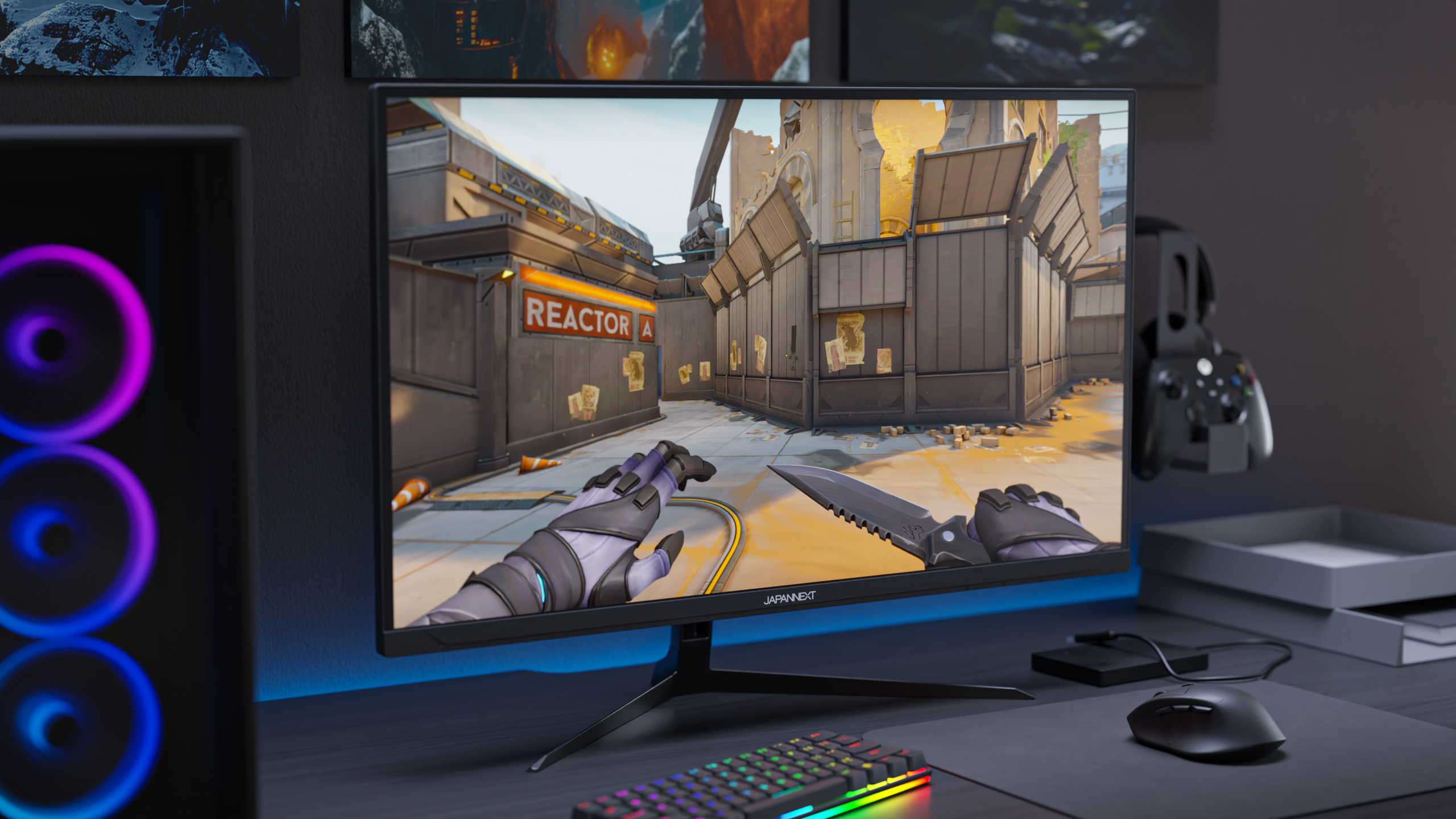 JAPANNEXT Gaming Monitor 27" Dual Mode 160Hz/4K (3840x2160) & 320Hz/FHD (1920x1080) 0,5ms | HDR | Neigungsverstellbar Integrierte Lautsprecher | 100% sRGB G-Sync/FreeSync (JN-I270UHD16FHD32)