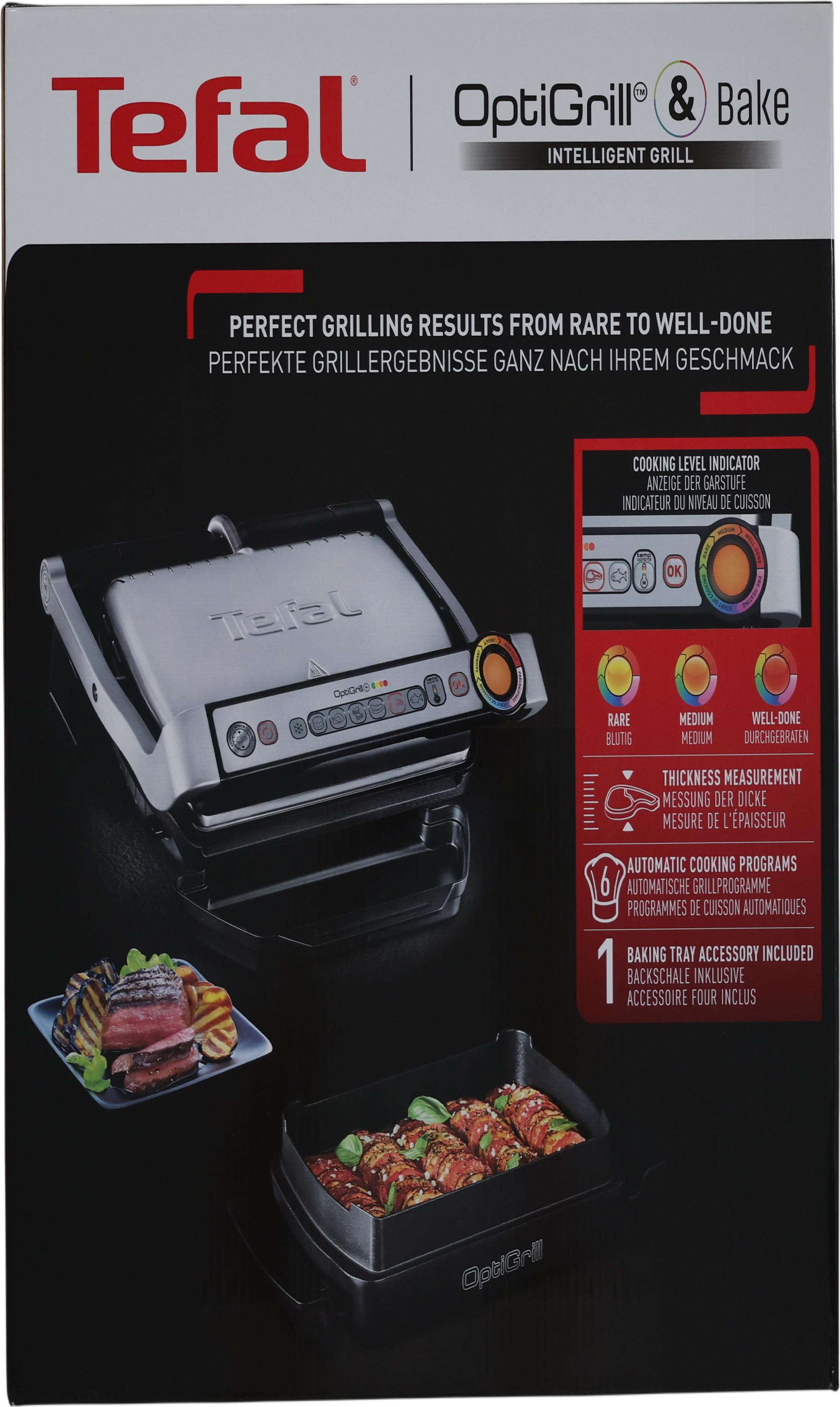 Tefal OptiGrill+ GC714D Kontaktgrill 2000 W 600 cm² Edelstahl