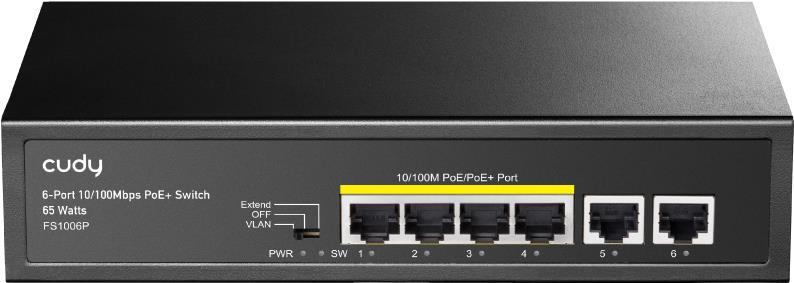 Cudy FS1006P Netzwerk-Switch Fast Ethernet (10/100) Power over Ethernet (PoE) Schwarz (FS1006P)