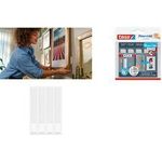 tesa Powerstrips CLICK Klettstreifen MEDIUM Slim, weiß zum Anbringen von Bildern und flacher Wanddekorationen, - 1 Stück (77721-00030)