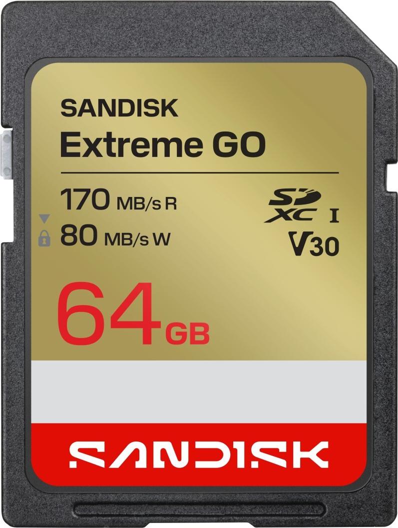 SanDisk Extreme GO SDXC 64 GB UHS-I Speicherkarte (170 MB/s Lesen, V30, 4K)