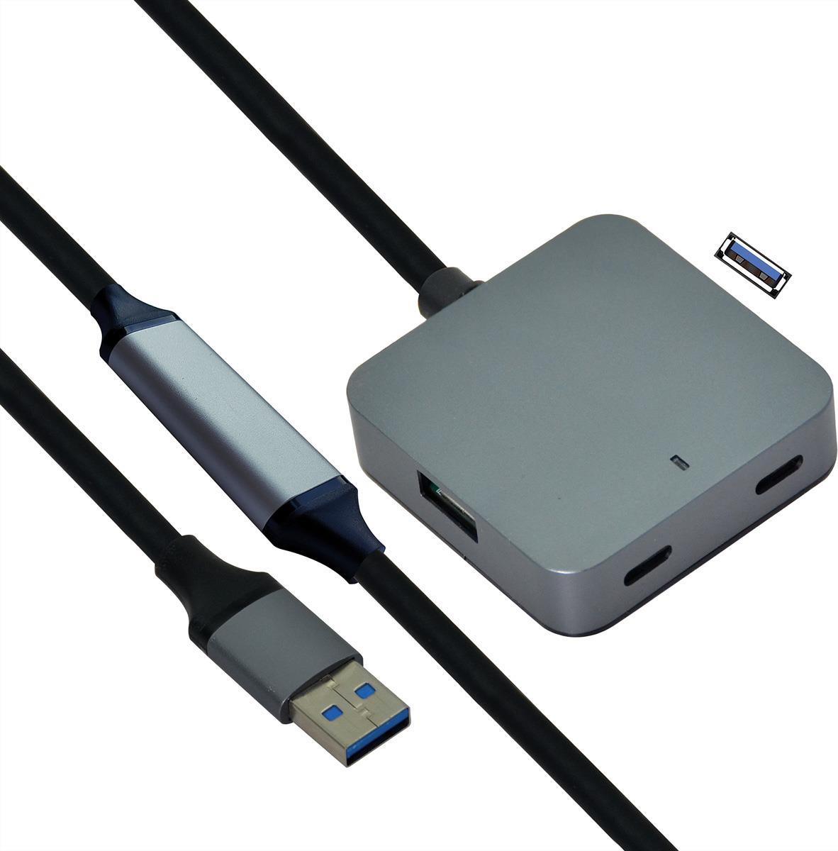 VALUE USB3.2 Gen1 Hub 2xA+ 2xC mit Verlängerungskabel 10m (12.99.1125)
