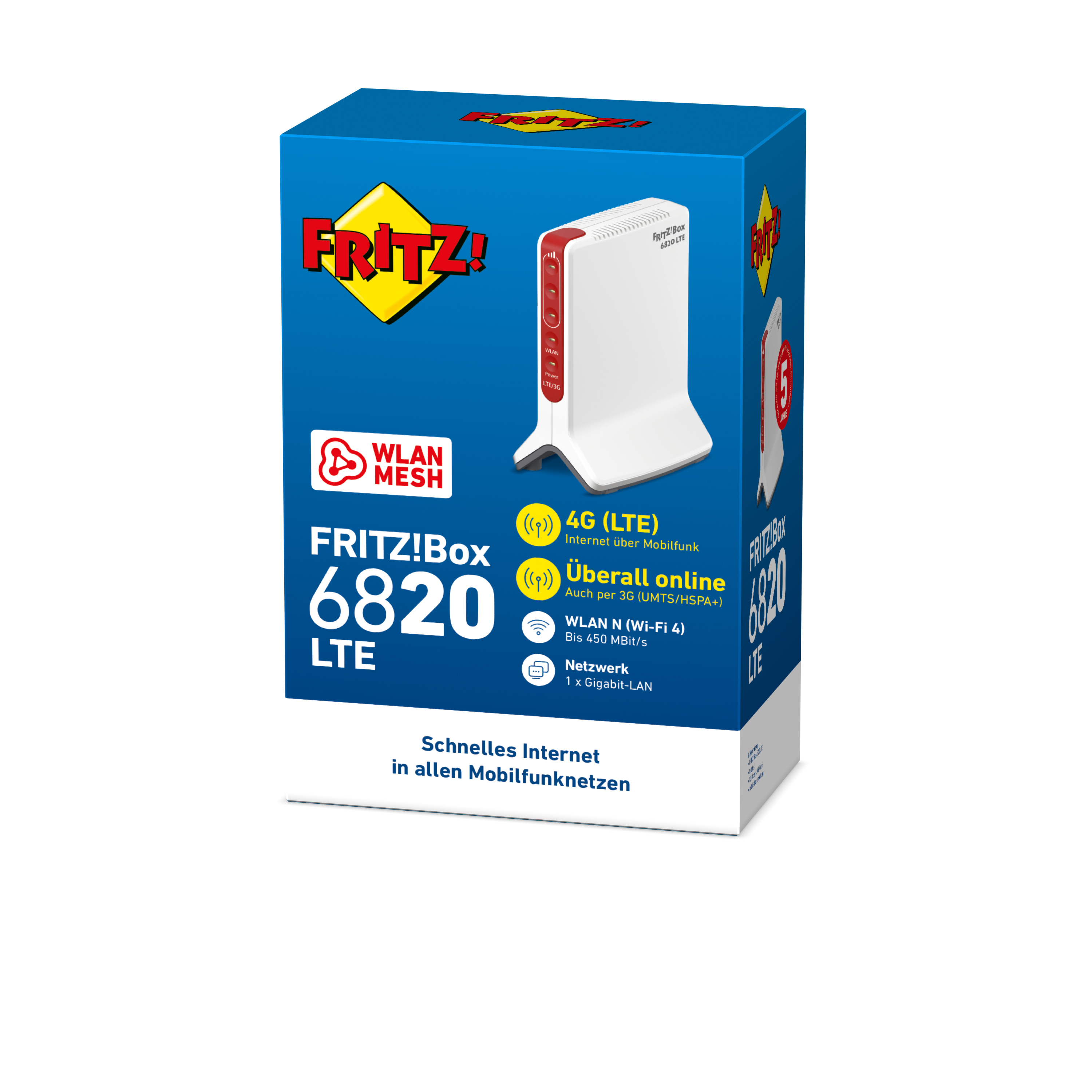 FRITZ! FRITZ!Box 6820 LTE WLAN-Router Wi-Fi 4 450 Mbit/s Weiß