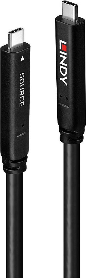 Lindy 8m USB 3.2 Gen 1 & DP 1.4 Typ C Hybrid Cable 8m Verlängerung für USB 5Gbit/s, 4K30Hz für Video und 60W Power Delivery (43393)