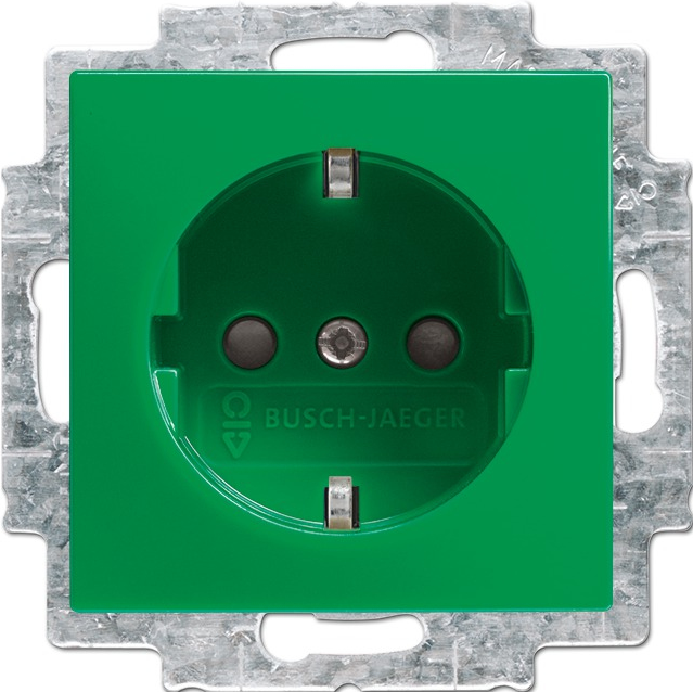 Busch-Jaeger 2013-0-5386. Buchsen-Typ: CEE 7/3. Produktfarbe: Grün, Silber. Ausgangsspannung: 250 V, Ausgangsstrom: 16 A (2013-0-5386)