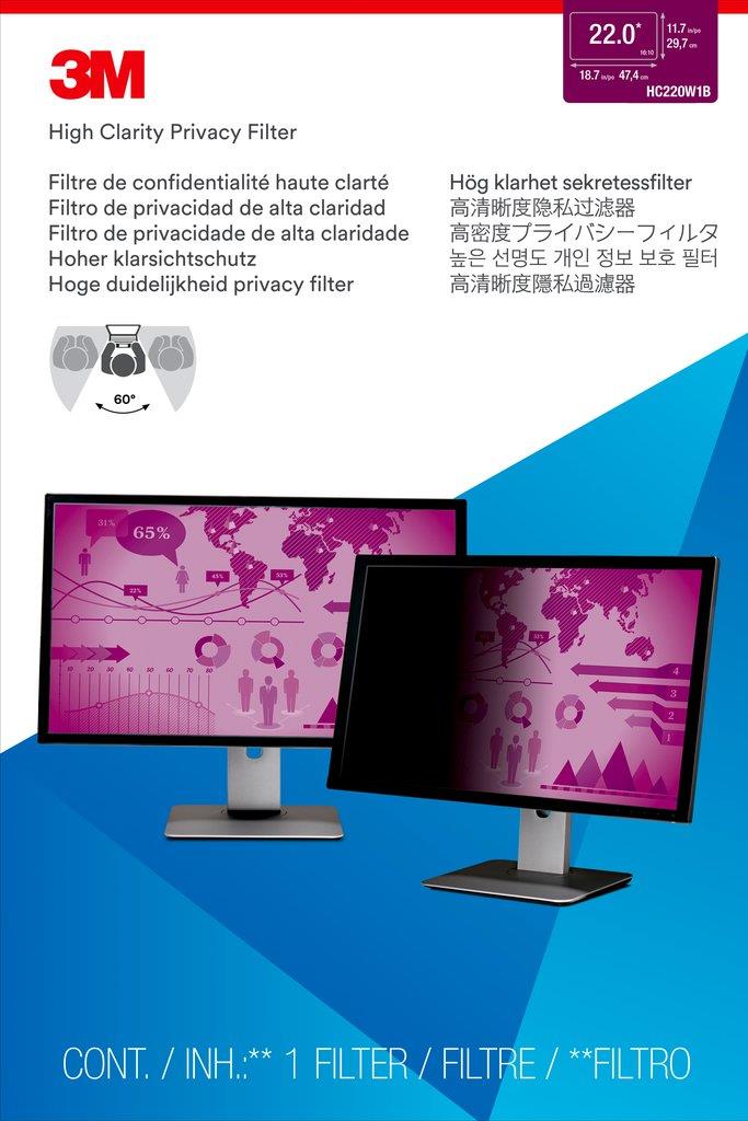 3M HC220W1B High Clarity Blickschutzfilter für Desktops 57,4 cm Weit (entspricht 22.0" Weit) 16:10 (7100138481)