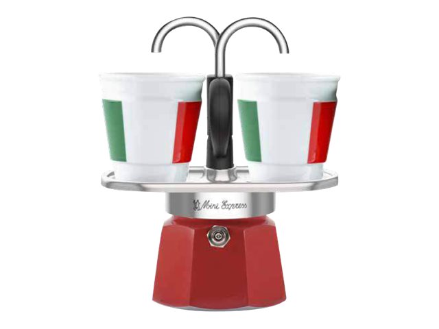 Bialetti Mini Express Italia Espressokocher-Set 2 Tassen 90 ml Rot