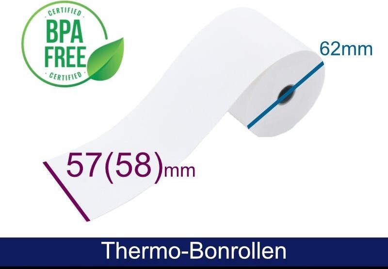 ARTDEV Thermorolle - 57(58) 62 12 (B/D(max.)/K) weiss, 55g, 50m (ADT576212)