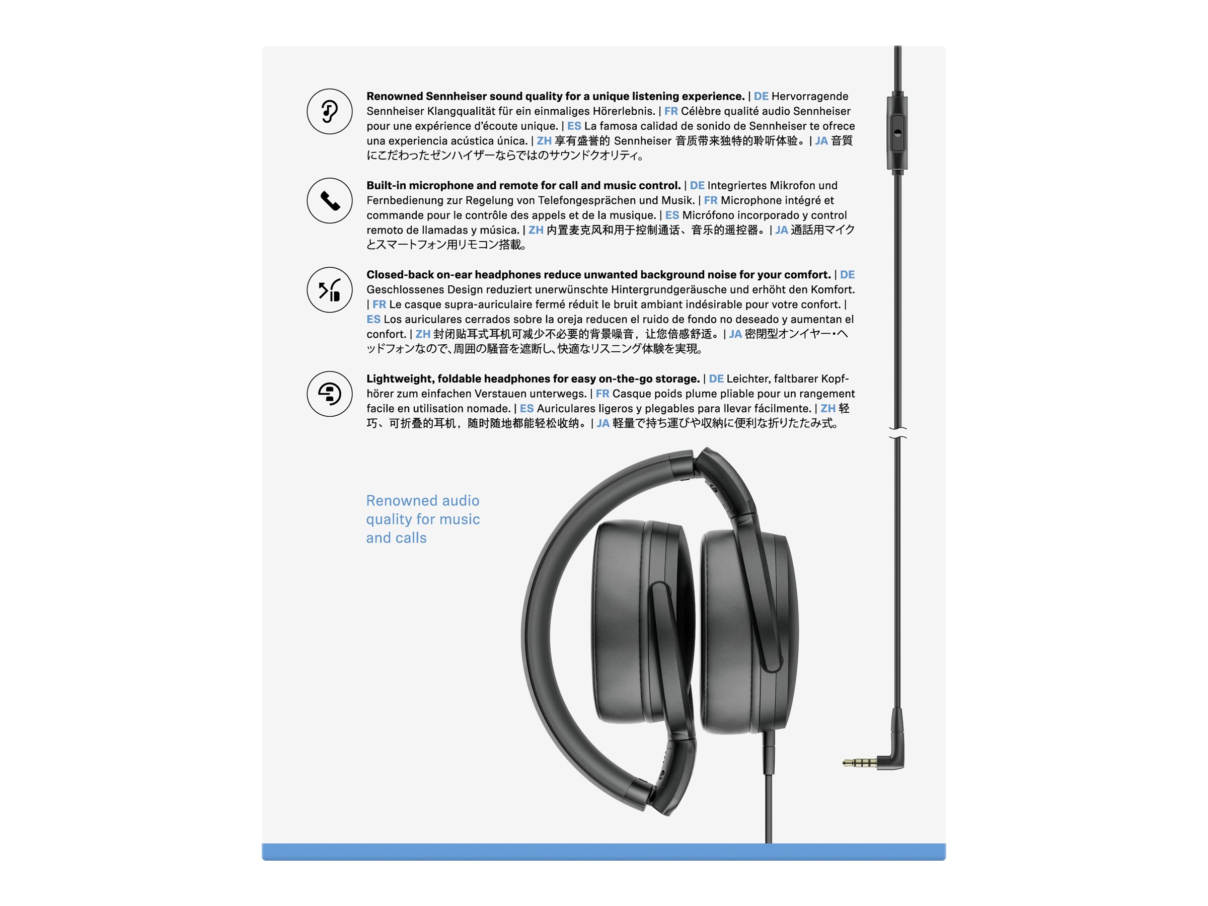 Sennheiser HD 400S Over-Ear-Kopfhörer mit Mikrofon, kabelgebunden, 3,5-mm-Stecker, Schwarz