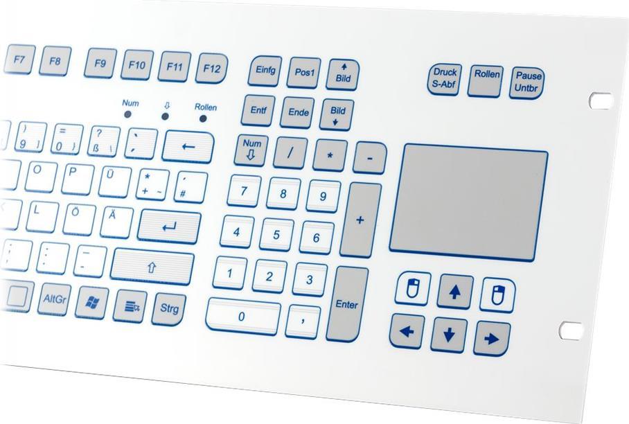 GETT IndoDur KS18336 Industrie-Tastatur Membran USB QWERTZ Touchpad IP65 Weiß