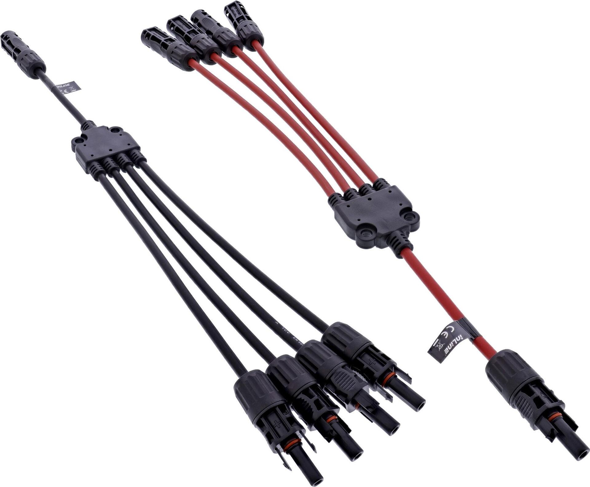 InLine Solarkabel 4-fach Verteiler-Set schwarz/rot 0.42m (95040)