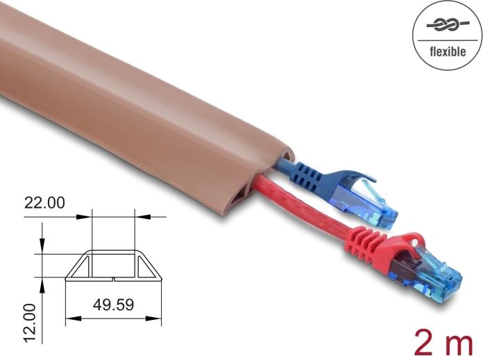 Delock Kabelkanal PVC flexibel 50 x 14 mm - Länge 2 m braun (20764)