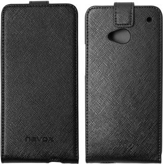 NEVOX RELINO Flip Ledertasche HTC One schwarz-grau