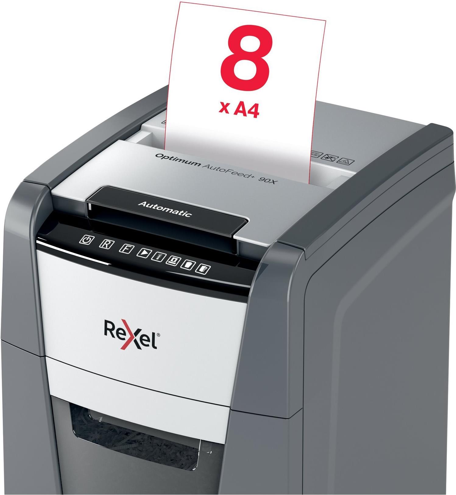 Rexel Optimum AutoFeed+ 90X Aktenvernichter P-4 Schwarz, Grau