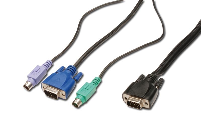 Digitus KVM-Kabel VGA HD-15 zu PS/2 3 m Schwarz