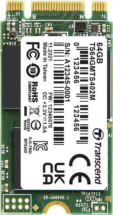 MTS402M 64 GB Interne M.2 PCIe NVMe SSD 2242 SATA III Retail (TS64GMTS402M)