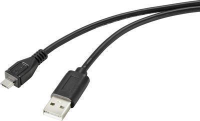 Renkforce USB-Kabel USB 2.0 USB-A Stecker, USB-Micro-B Stecker 2.00 m Schwarz mit antimikrobieller Oberfläche (RF-4716836)