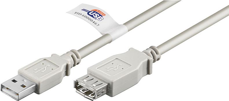 Wentronic Goobay USB 2.0 Hi-Speed Verlängerungskabel mit USB Zertifikat, Grau, 3 m - USB 2.0-Stecker (Typ A) > USB 2.0-Buchse (Typ A) (69915)