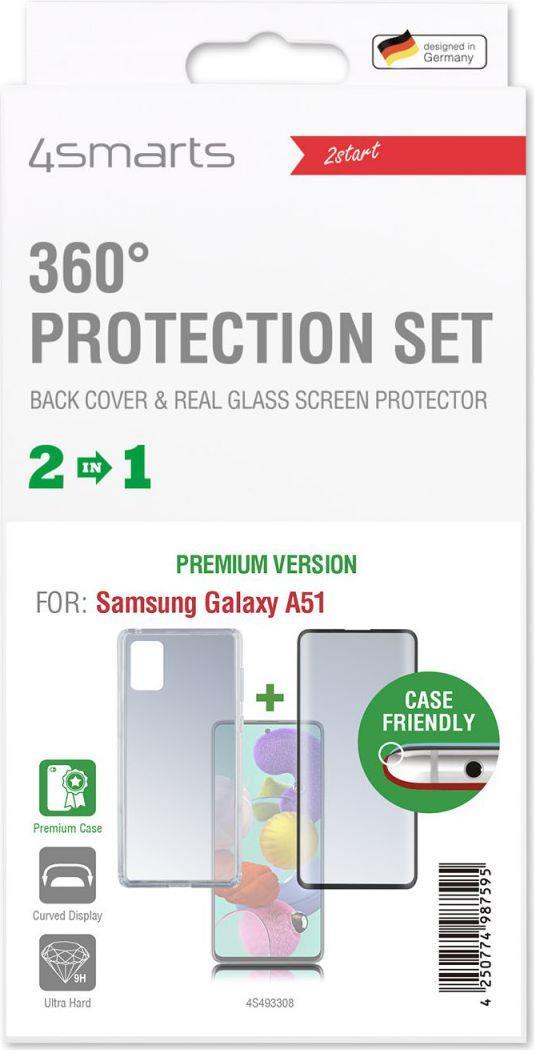 4SMARTS 360° Premium Protection Set Colour Frame Glas Samsung Galaxy A51