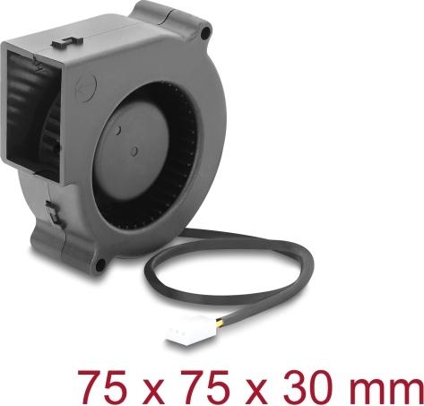 Delock Radiallüfter / Lüftergebläse 12 V DC 75 x 75 x 30 mm mit 3-Pin Lüfteranschluss, schwarz (67495)